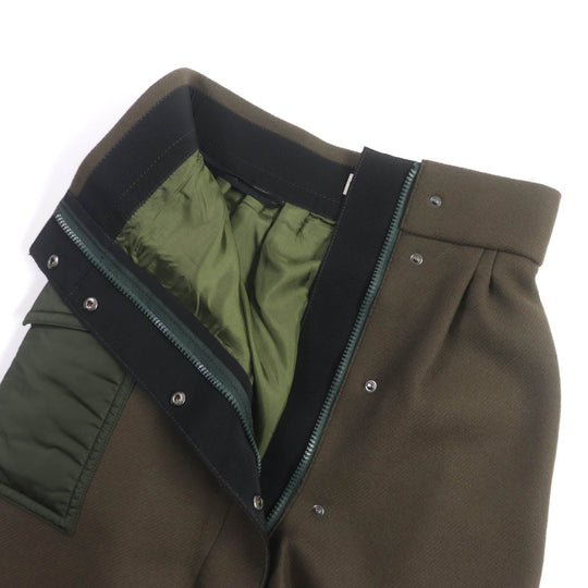 MONCLER Wrap skirt Outer: 75% wool, Outer: 25% nylon, Lining: 56% acetate, Lining: 44% rayon, Part: 100% nylon khaki GONNA Women 40 Used Authentic