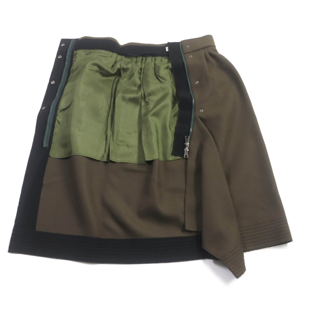 MONCLER Wrap skirt Outer: 75% wool, Outer: 25% nylon, Lining: 56% acetate, Lining: 44% rayon, Part: 100% nylon khaki GONNA Women 40 Used Authentic