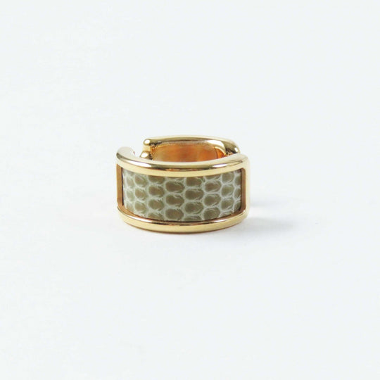 HERMES Earring Exotic Leather Gold Plated etupe gold Olympe PM Women Used Authentic