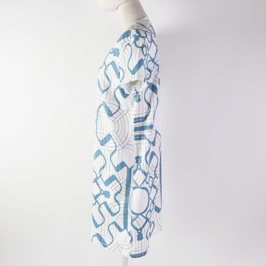 HERMES one piece 4H4525DD Outer: 100% cotton, part: 98% cotton, part: 2% polyurethane White light blue Horse Bit Detour/Tattoo Women 38 Used Authentic