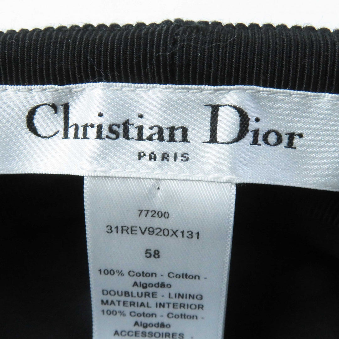 Christian Dior Casquette 31REV920X131 Outer: 100% cotton, Lining: 100% cotton, Part: 50% rayon, Part: 50% cotton, Trimming: 100% polyester, Accessory: 100% rayon, Embroidery: 60% nylon, 20% polyester, 20% polypropylene Black White Women 58 Used Authentic