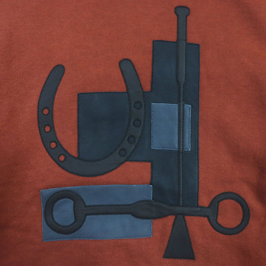 HERMES pullover Main: 100% cotton, Leather part: Sheepskin Cord: 100% cotton Knit part: 90% cotton : 10% polyurethane Red brown Sport capsule hooded sweater mens XS Used Authentic