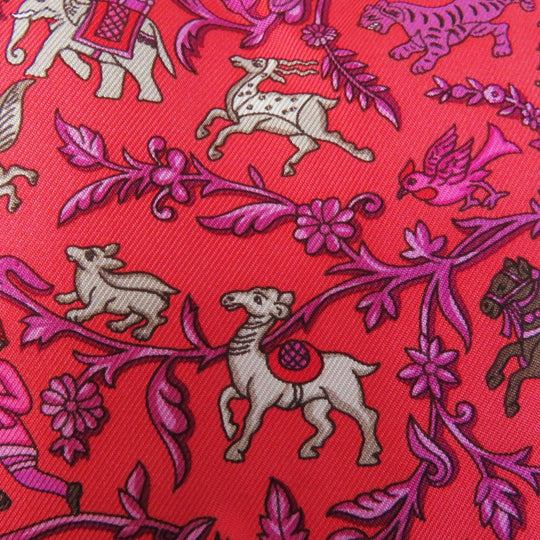HERMES Tote Bag Buffle Skipper Silk Chocolat Silky pop Chasse En Inde Indian Hunting Women Used Authentic