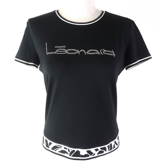 LEONARD FASHION Cut Main: 92% cotton, Main: 8% polyurethane, Decoration: rhinestones Black White Women M Used Authentic