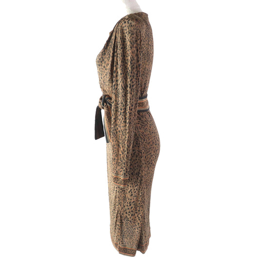 LEONARD FASHION one piece Main: 100% silk Brown type Women 46 Used Authentic