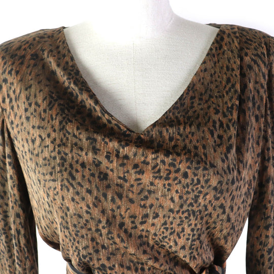 LEONARD FASHION one piece Main: 100% silk Brown type Women 46 Used Authentic