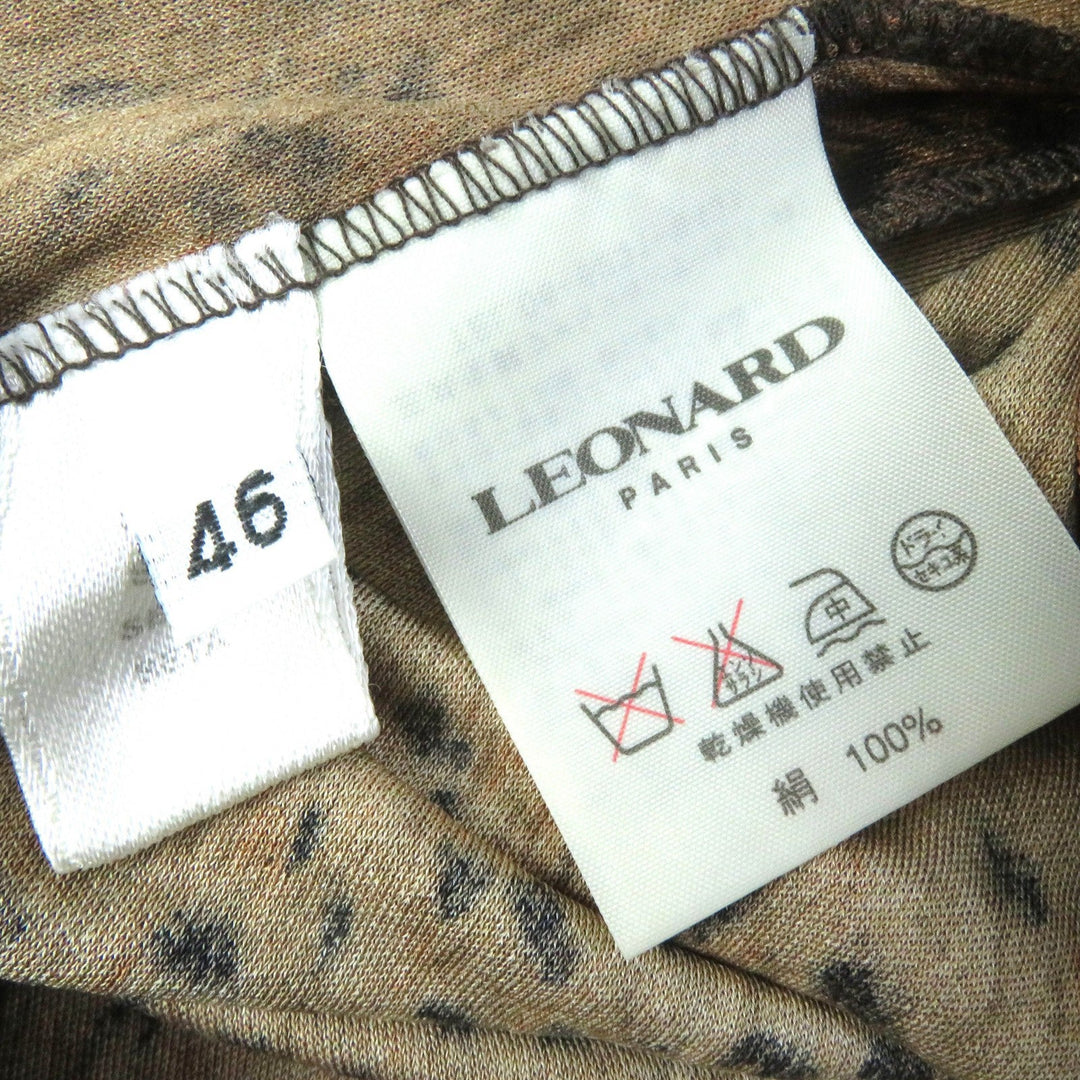 LEONARD FASHION one piece Main: 100% silk Brown type Women 46 Used Authentic