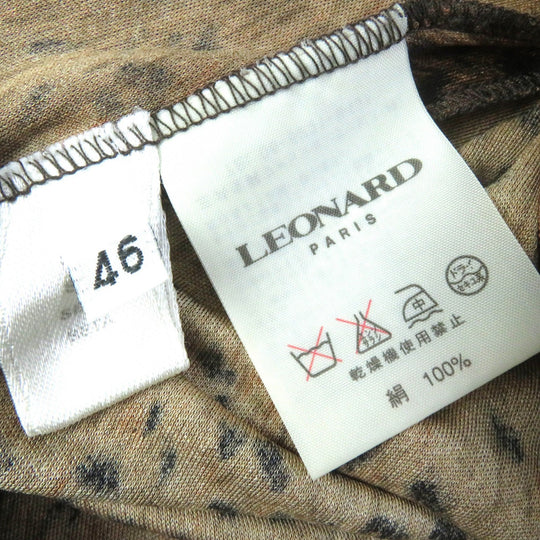 LEONARD FASHION one piece Main: 100% silk Brown type Women 46 Used Authentic