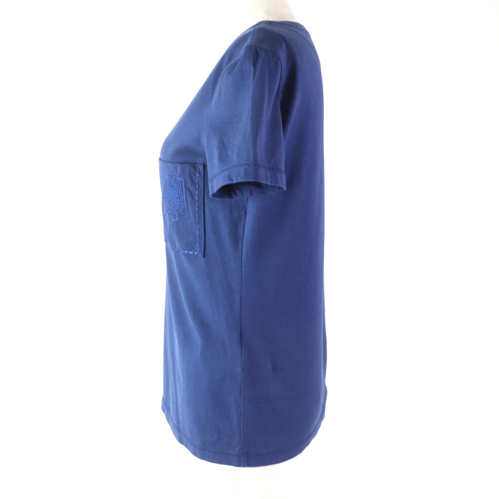 HERMES Short sleeve T-shirt Main: 100% cotton, Part: 100% polyester blue Women 34 Used Authentic