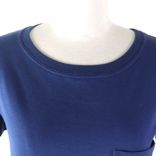 HERMES Short sleeve T-shirt Main: 100% cotton, Part: 100% polyester blue Women 34 Used Authentic