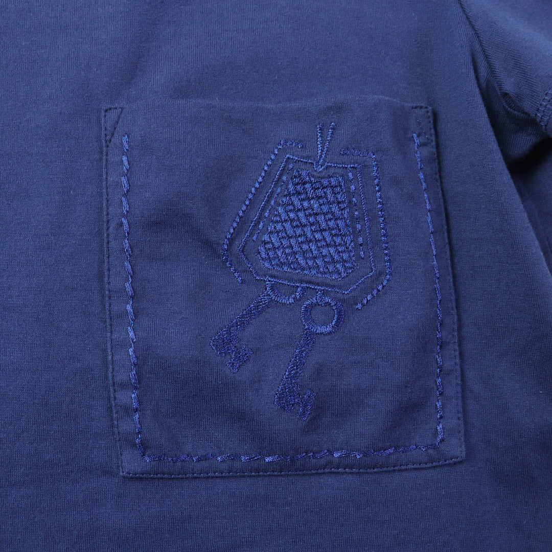 HERMES Short sleeve T-shirt Main: 100% cotton, Part: 100% polyester blue Women 34 Used Authentic
