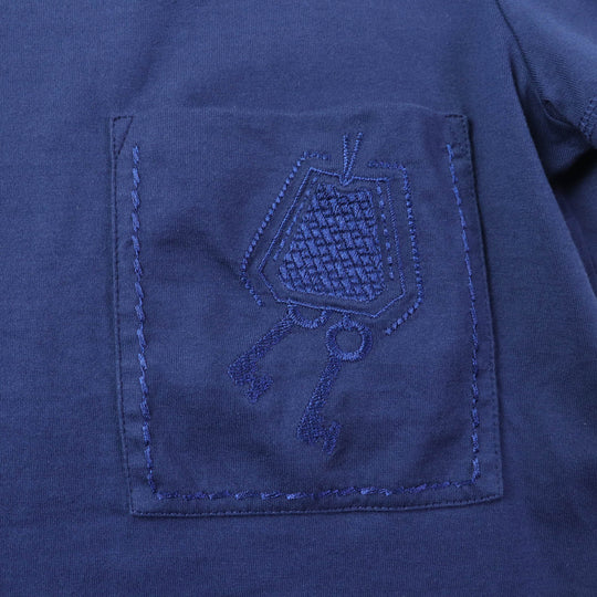HERMES Short sleeve T-shirt Main: 100% cotton, Part: 100% polyester blue Women 34 Used Authentic