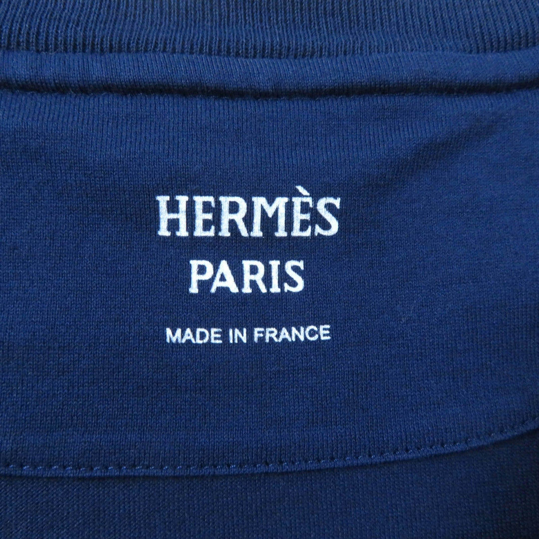 HERMES Short sleeve T-shirt Main: 100% cotton, Part: 100% polyester blue Women 34 Used Authentic