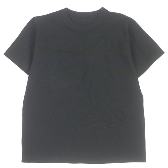 Sacai Short sleeve T-shirt 24-0795S Main: 100% cotton black Floral Embroiderd Patch mens 2 Used Authentic