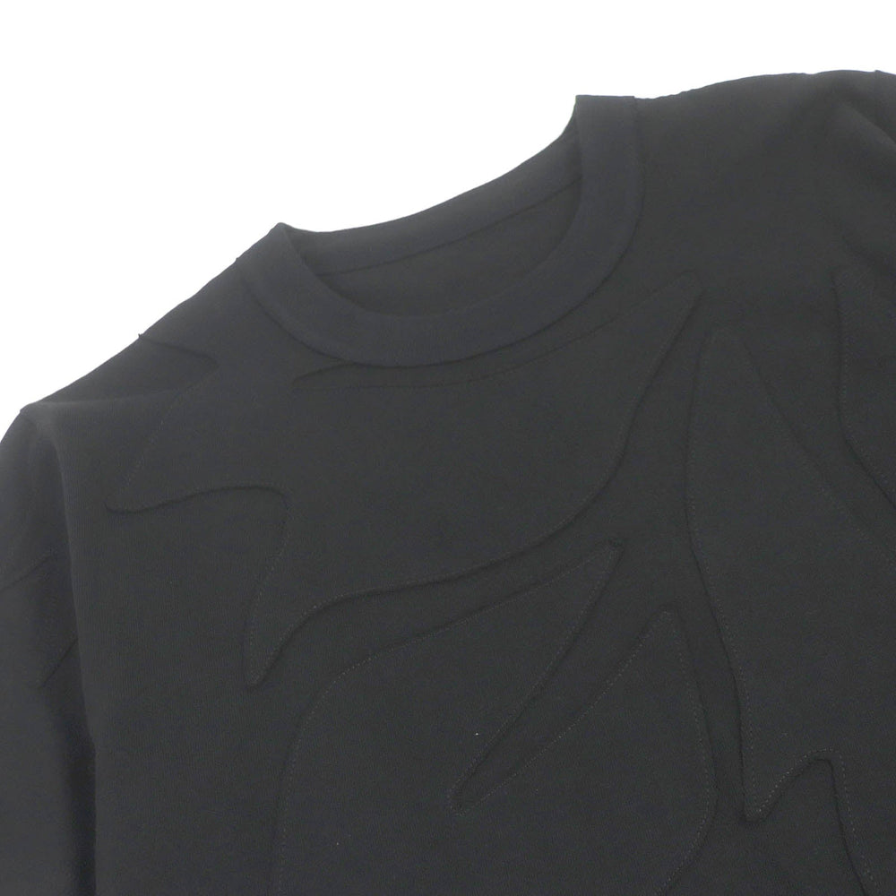 Sacai Short sleeve T-shirt 24-0795S Main: 100% cotton black Floral Embroiderd Patch mens 2 Used Authentic
