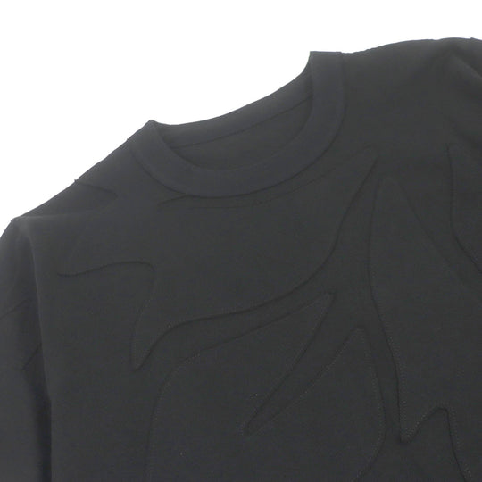 Sacai Short sleeve T-shirt 24-0795S Main: 100% cotton black Floral Embroiderd Patch mens 2 Used Authentic