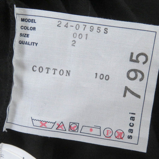 Sacai Short sleeve T-shirt 24-0795S Main: 100% cotton black Floral Embroiderd Patch mens 2 Used Authentic