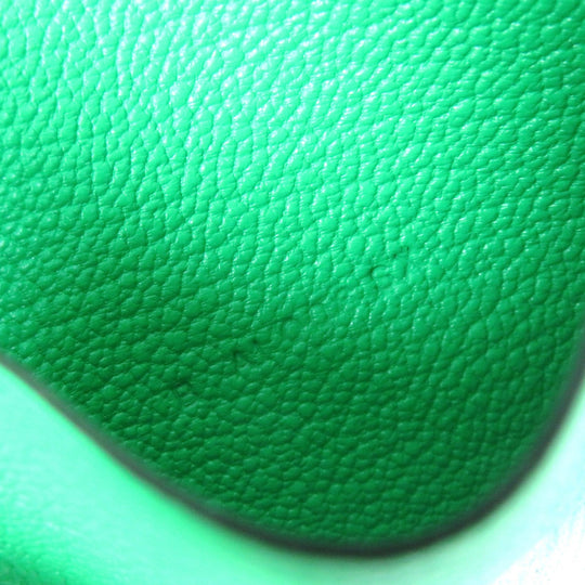 HERMES name card holder Chevre Misol Green , Vert Comics Bean mini Women Used Authentic