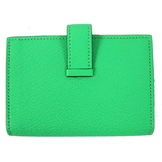 HERMES name card holder Chevre Misol Green , Vert Comics Bean mini Women Used Authentic