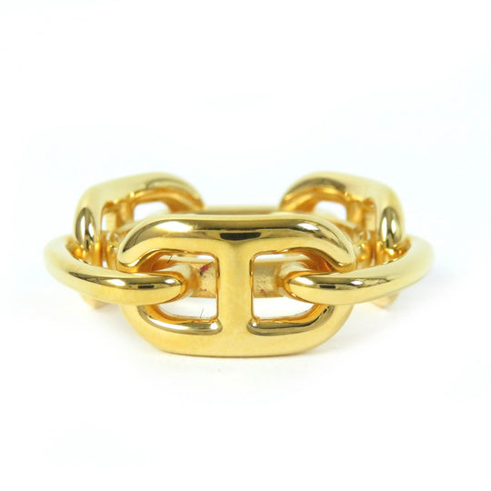 HERMES Scarf ring Main�FGold Plated gold Lucade Chene Dunkle Gold Plated Women Used Authentic