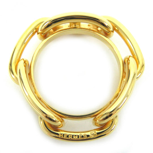 HERMES Scarf ring Main�FGold Plated gold Lucade Chene Dunkle Gold Plated Women Used Authentic