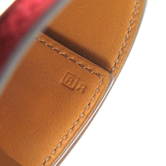 HERMES bracelet Main: Leather Red Collier de Sian Gold Plated Women Used Authentic