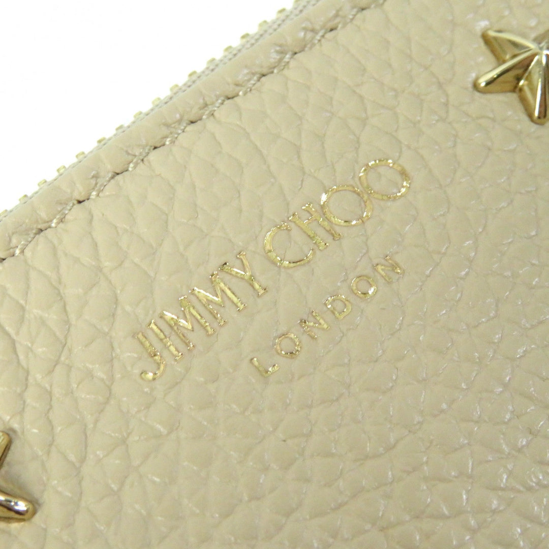 JIMMY CHOO Coin case Main: Leather beige BARLEY MIX NANCY Nancy Women Used Authentic