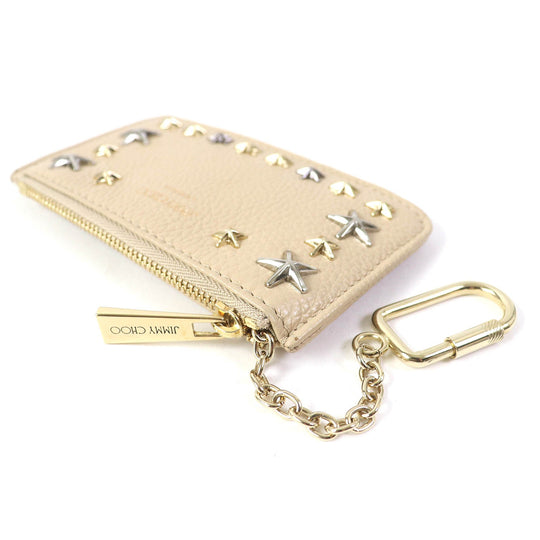 JIMMY CHOO Coin case Main: Leather beige BARLEY MIX NANCY Nancy Women Used Authentic