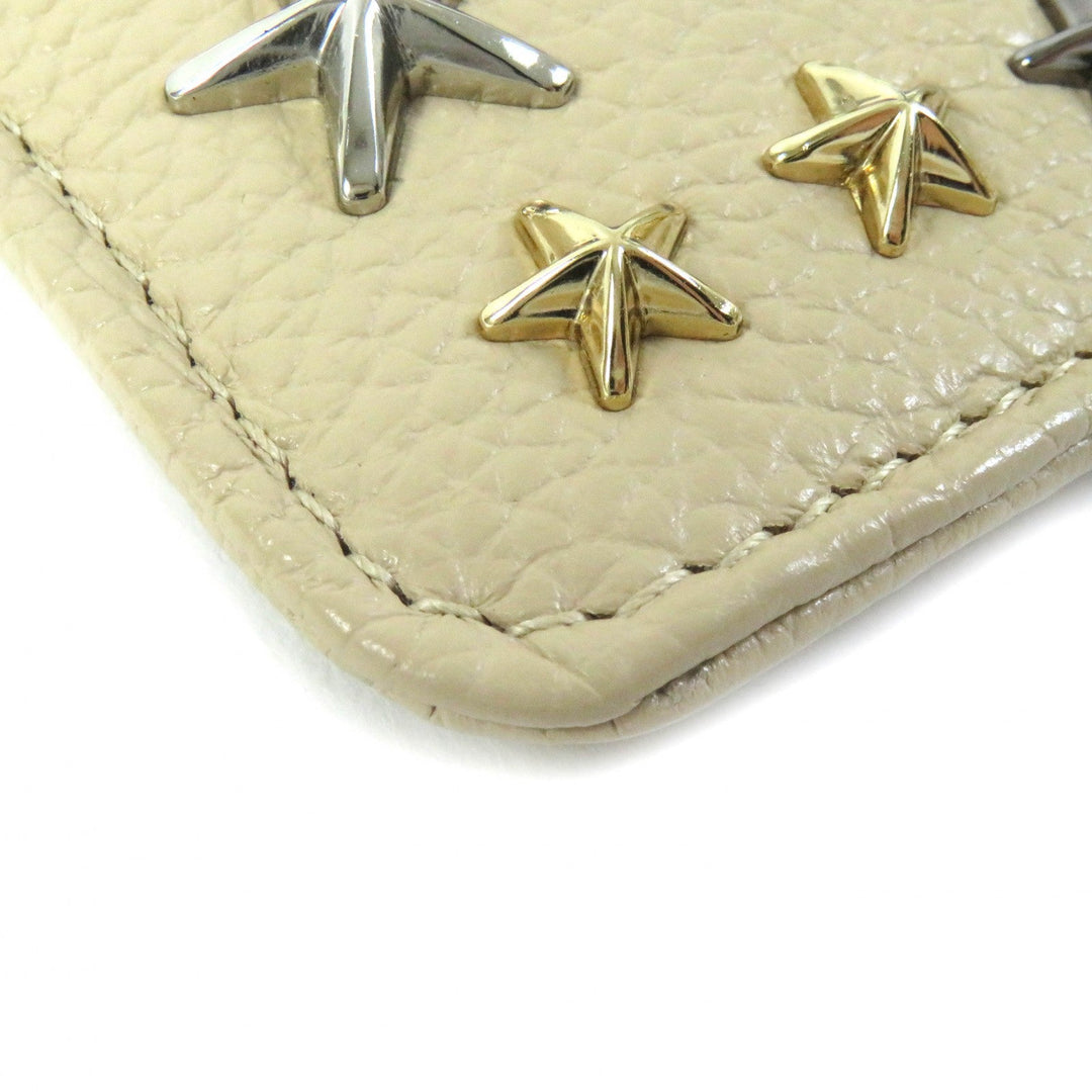 JIMMY CHOO Coin case Main: Leather beige BARLEY MIX NANCY Nancy Women Used Authentic