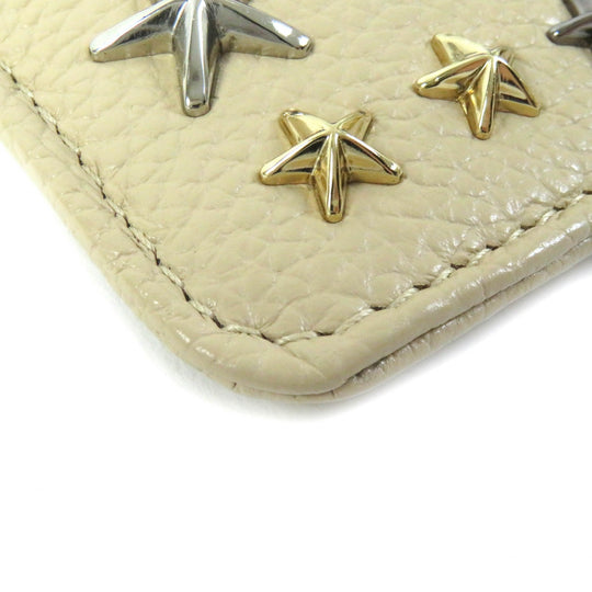 JIMMY CHOO Coin case Main: Leather beige BARLEY MIX NANCY Nancy Women Used Authentic