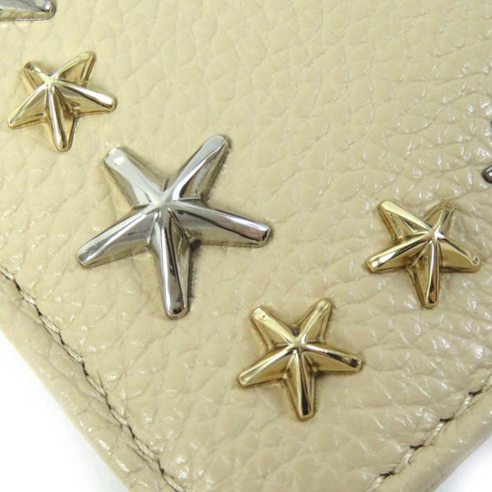 JIMMY CHOO Coin case Main: Leather beige BARLEY MIX NANCY Nancy Women Used Authentic