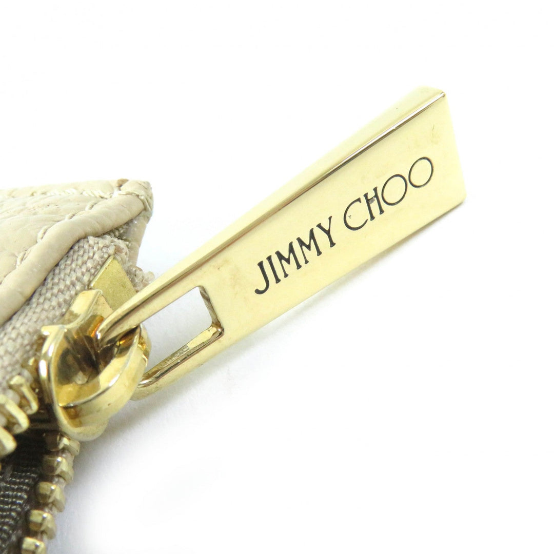 JIMMY CHOO Coin case Main: Leather beige BARLEY MIX NANCY Nancy Women Used Authentic