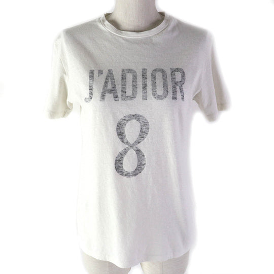 Christian Dior Short sleeve T-shirt Main: 86% cotton, 14% linen White gray Women XS Used Authentic