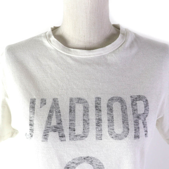 Christian Dior Short sleeve T-shirt Main: 86% cotton, 14% linen White gray Women XS Used Authentic