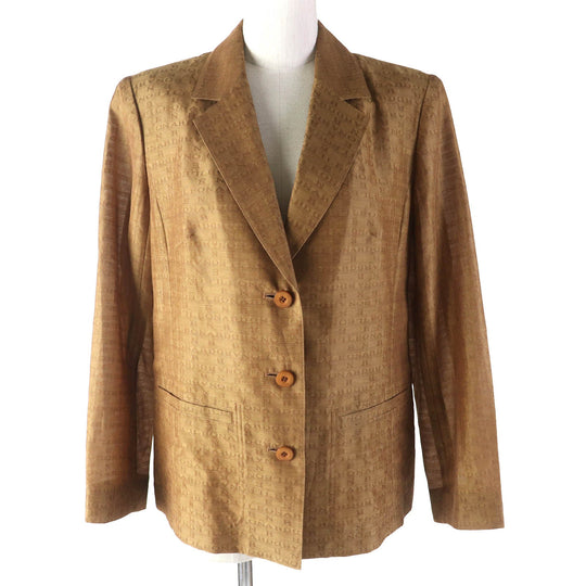 LEONARD FASHION tailored jacket Main: 50% cotton, Main: 50% silk Brown Women 11AR Used Authentic