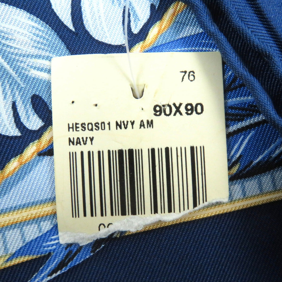 HERMES shawl Main: 100% silk Navy multi-color Carre90 AMAZONIA Amazonia Women Used Authentic