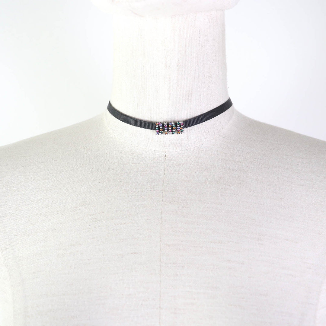 Christian Dior choker Fabric, Rhinestone, Metal Black multicolor Women Used Authentic