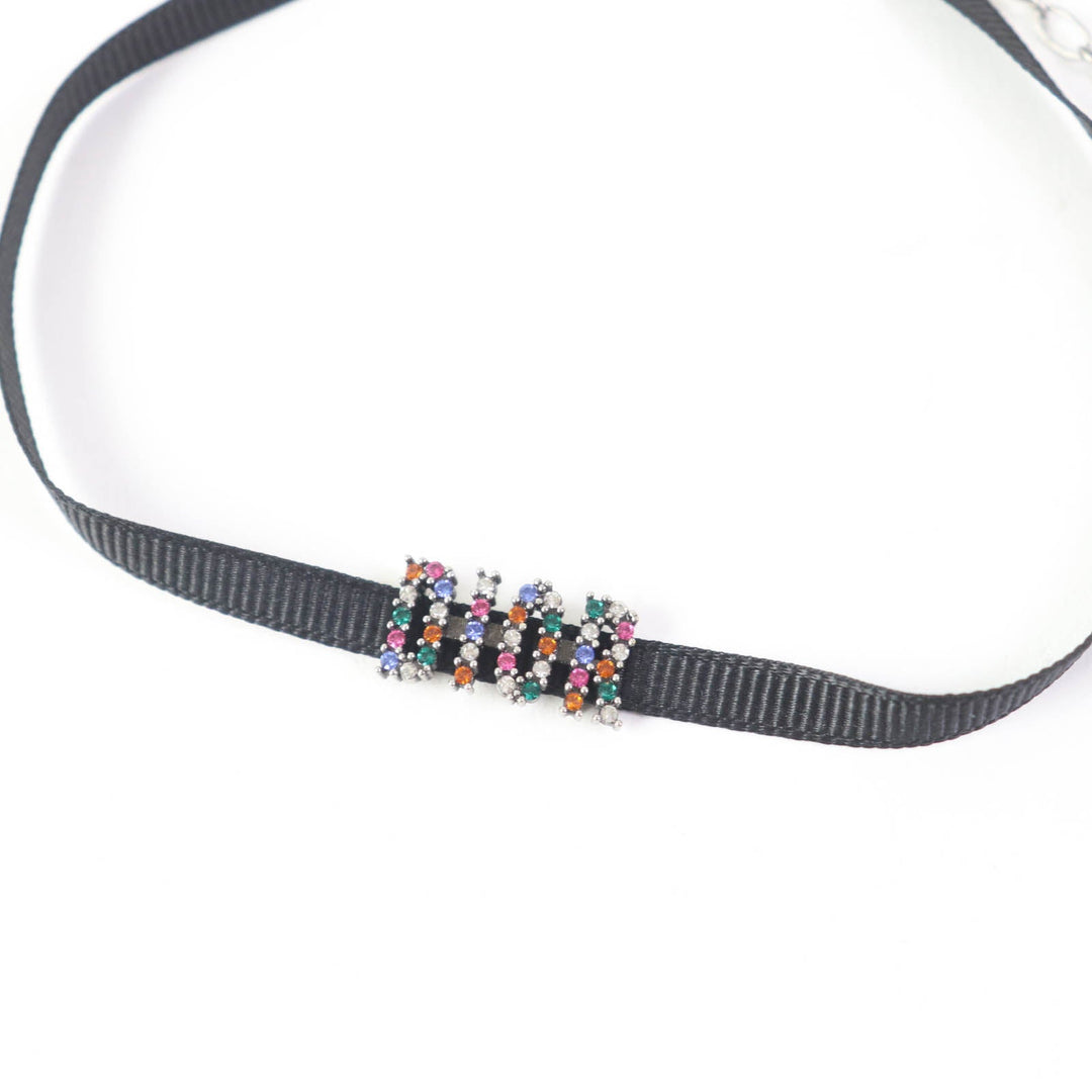 Christian Dior choker Fabric, Rhinestone, Metal Black multicolor Women Used Authentic