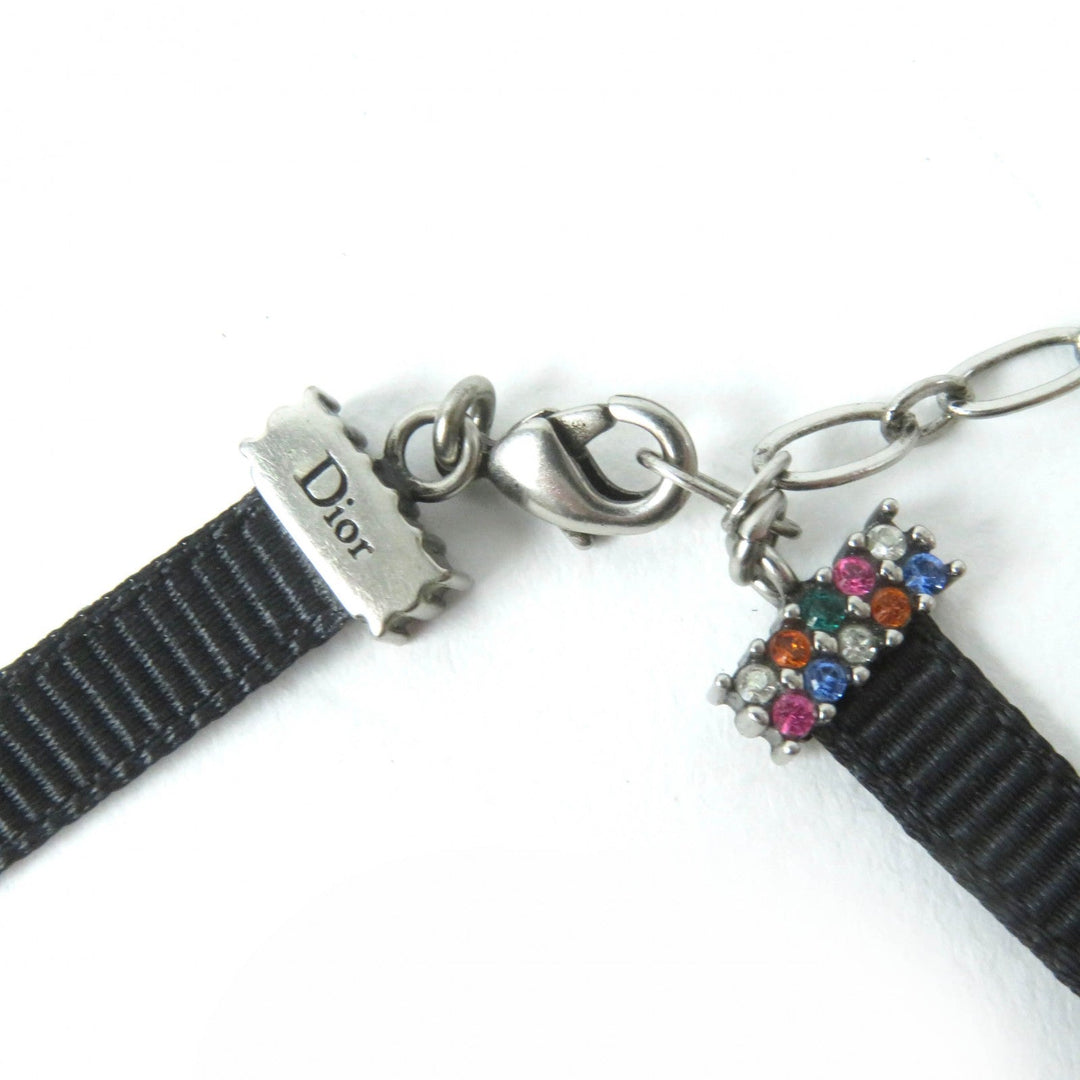 Christian Dior choker Fabric, Rhinestone, Metal Black multicolor Women Used Authentic