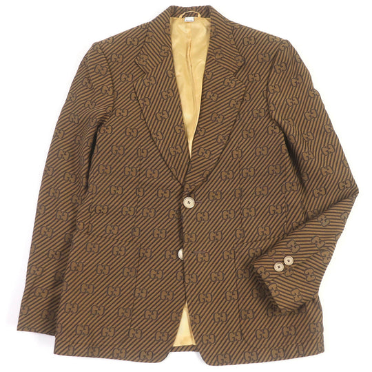 GUCCI tailored jacket 618666 Outer: 68% cotton, Outer: 32% silk, Lining: 100% rayon, Sleeve lining: 100% cupra Brown mens 50 Used Authentic