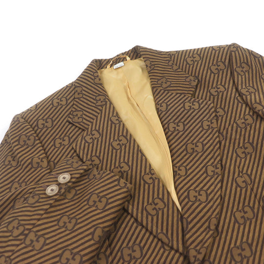 GUCCI tailored jacket 618666 Outer: 68% cotton, Outer: 32% silk, Lining: 100% rayon, Sleeve lining: 100% cupra Brown mens 50 Used Authentic