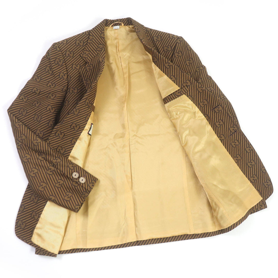 GUCCI tailored jacket 618666 Outer: 68% cotton, Outer: 32% silk, Lining: 100% rayon, Sleeve lining: 100% cupra Brown mens 50 Used Authentic