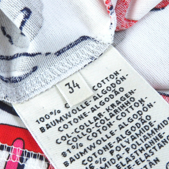 HERMES one piece Main: 100% cotton, Collar: 81% cotton, 16% nylon, 3% polyurethane White Red Gray Navy BOUCLERIE MODERNE JERSEY Modern buckle Women 34 Used Authentic