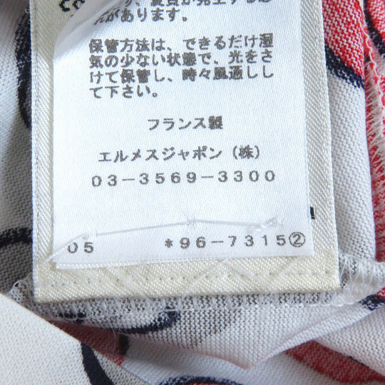 HERMES one piece Main: 100% cotton, Collar: 81% cotton, 16% nylon, 3% polyurethane White Red Gray Navy BOUCLERIE MODERNE JERSEY Modern buckle Women 34 Used Authentic