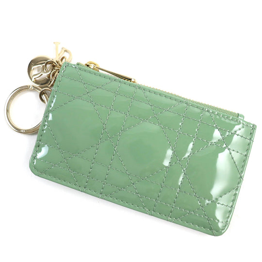 Christian Dior Coin case S0841OVRB Cannage (patent leather) Light green Lady Dior Women Used Authentic