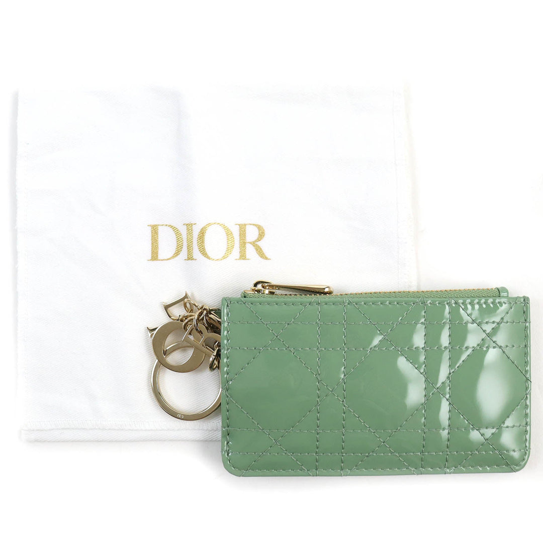 Christian Dior Coin case S0841OVRB Cannage (patent leather) Light green Lady Dior Women Used Authentic