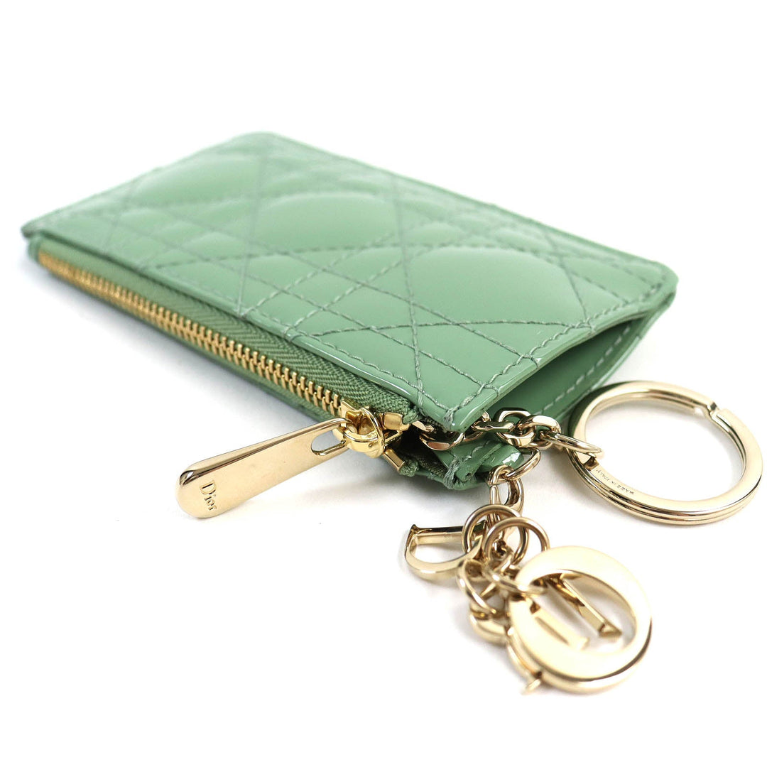 Christian Dior Coin case S0841OVRB Cannage (patent leather) Light green Lady Dior Women Used Authentic