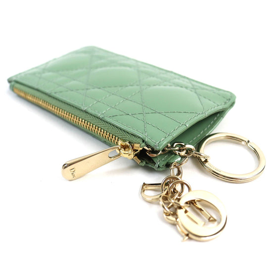 Christian Dior Coin case S0841OVRB Cannage (patent leather) Light green Lady Dior Women Used Authentic