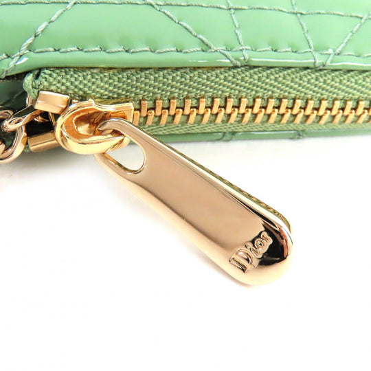 Christian Dior Coin case S0841OVRB Cannage (patent leather) Light green Lady Dior Women Used Authentic
