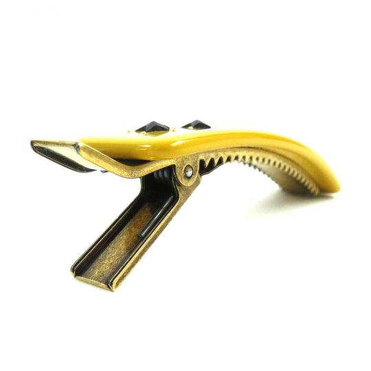 GUCCI hair accessory 702940 plastic Yellow black Women Used Authentic